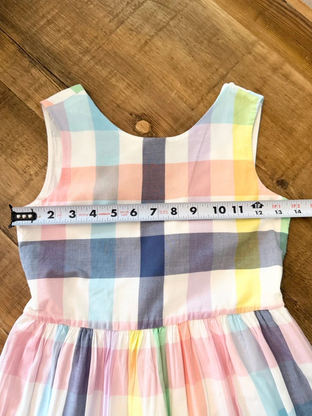 GAP Rainbow Plaid V Back Dress. Girl’s Sz-M (8) Cotton| Picnic | Summer. EUC